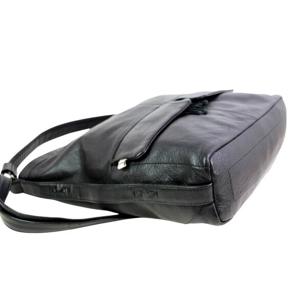 LARGE Tano BLACK GENUINE LEATHER HOBO SHOULDER BAG X-BODY HANDBAG PURSE - Picture 8 of 16